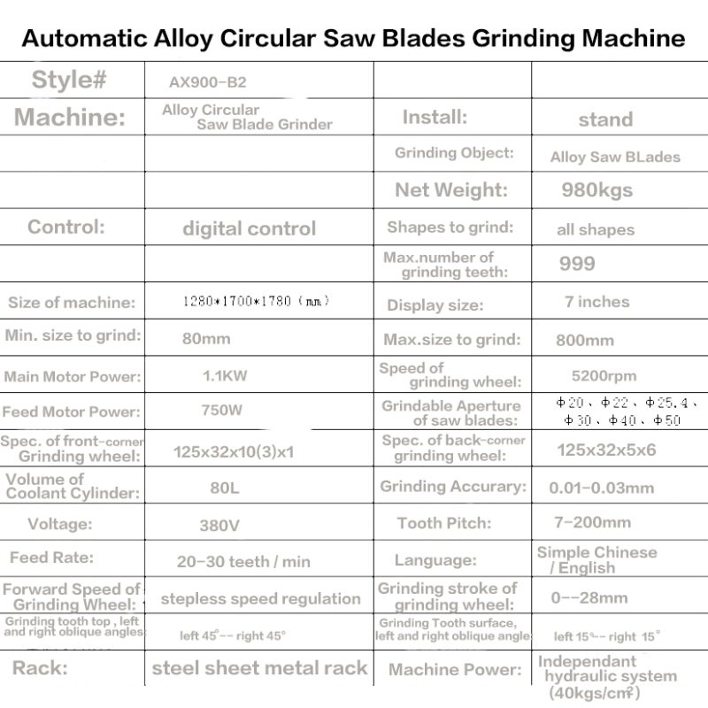 AX900-B2 Automatic 80-800mm Alloy Saw Blades Grinding Machine